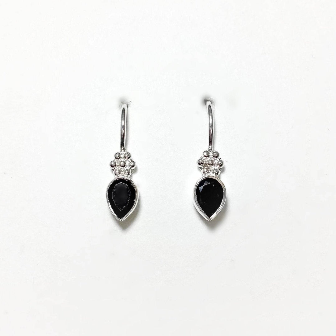 Faceted Black Onyx Dangle Earrings-Rocks and Gems Canada