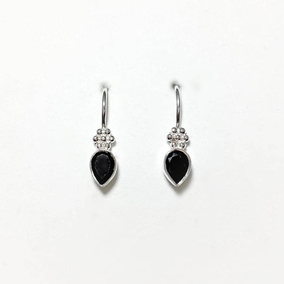 Faceted Black Onyx Dangle Earrings-Rocks and Gems Canada