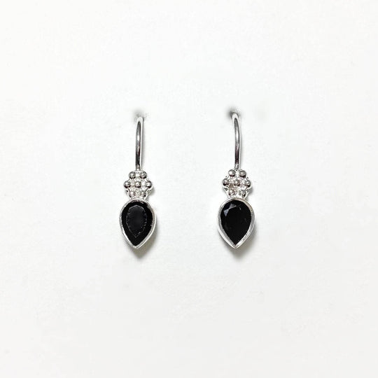 Faceted Black Onyx Dangle Earrings-Rocks and Gems Canada