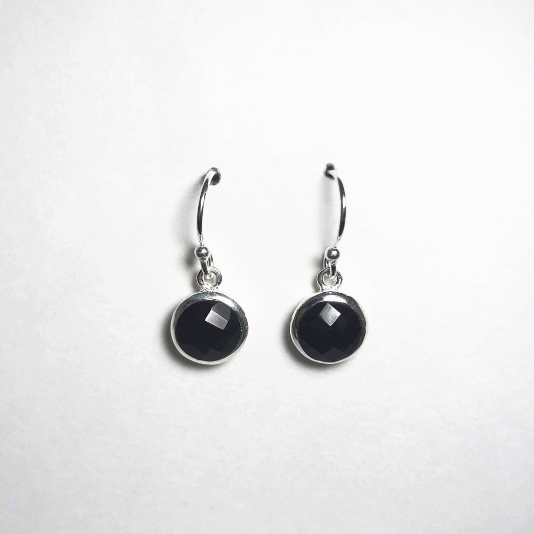 Faceted Black Onyx Dangle Earrings-Rocks and Gems Canada