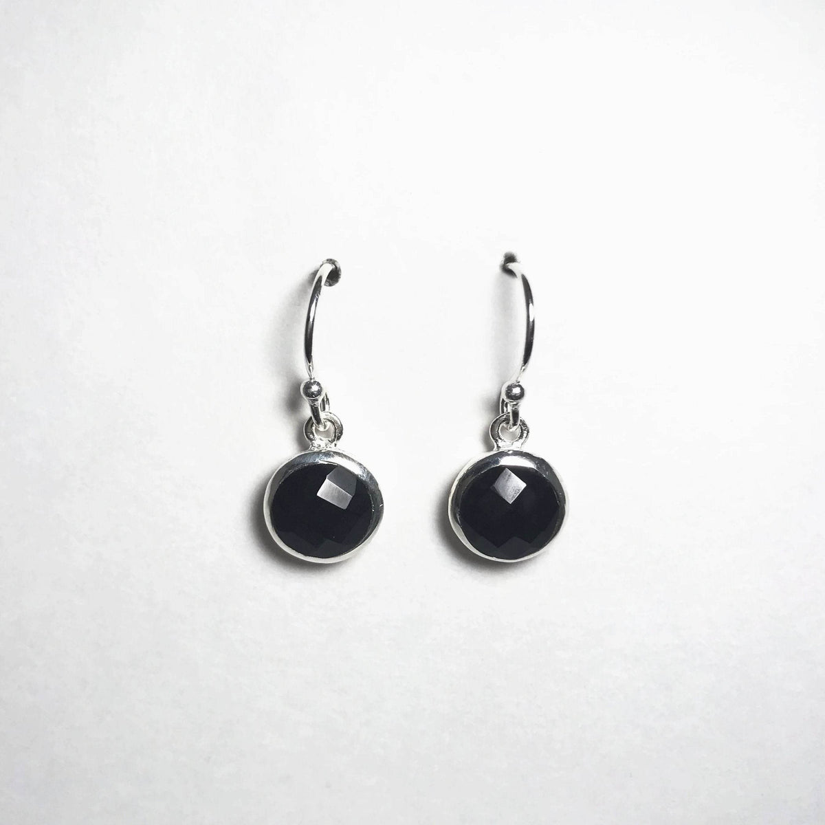 Faceted Black Onyx Dangle Earrings-Rocks and Gems Canada