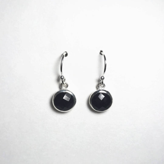 Faceted Black Onyx Dangle Earrings-Rocks and Gems Canada