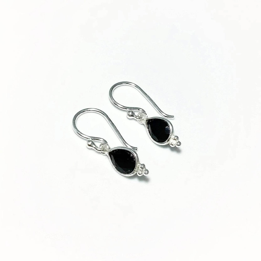 Faceted Black Onyx Dangle Earrings-Rocks and Gems Canada