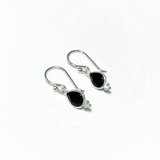 Faceted Black Onyx Dangle Earrings-Rocks and Gems Canada