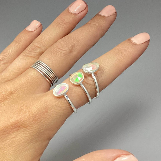Faceted Ethiopian Fire Opal Ring-Rocks and Gems Canada