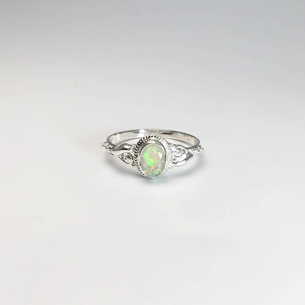 Faceted Ethiopian Fire Opal Ring-Rocks and Gems Canada