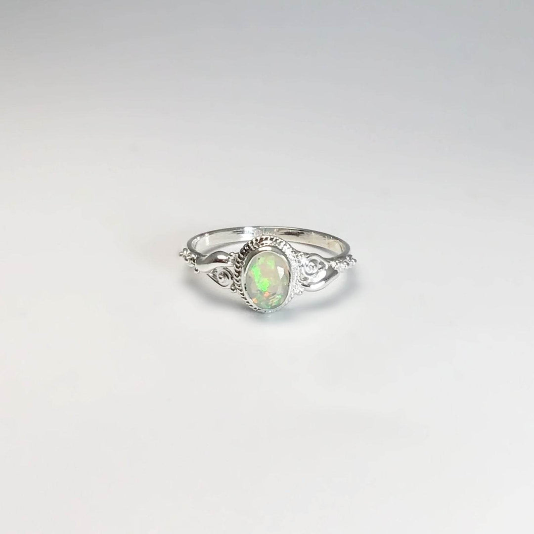 Faceted Ethiopian Fire Opal Ring-Rocks and Gems Canada
