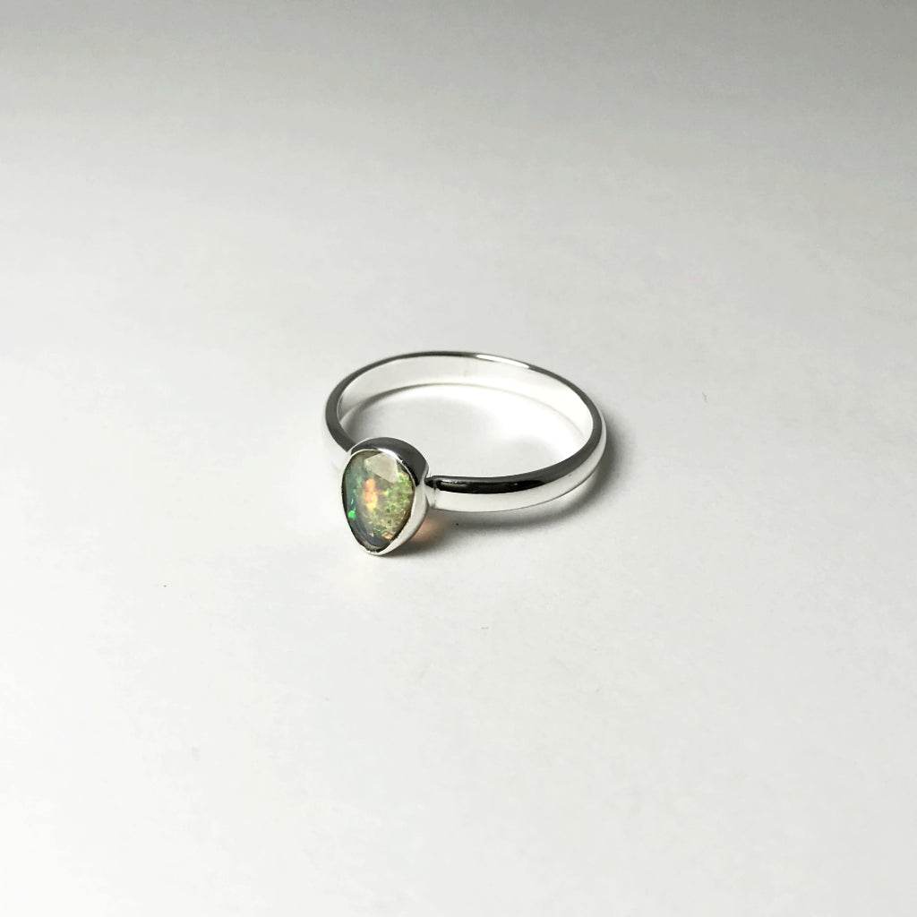 Faceted Ethiopian Fire Opal Ring-Rocks and Gems Canada
