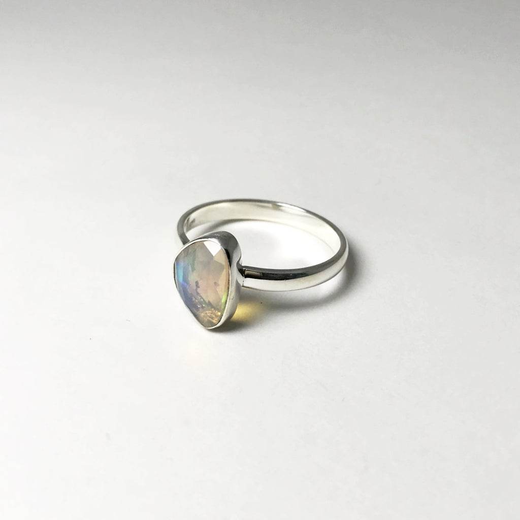 Faceted Ethiopian Fire Opal Ring-Rocks and Gems Canada
