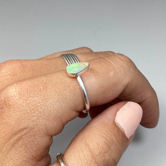 Faceted Ethiopian Fire Opal Ring-Rocks and Gems Canada