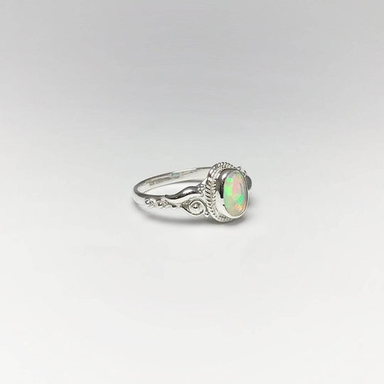 Faceted Ethiopian Fire Opal Ring-Rocks and Gems Canada