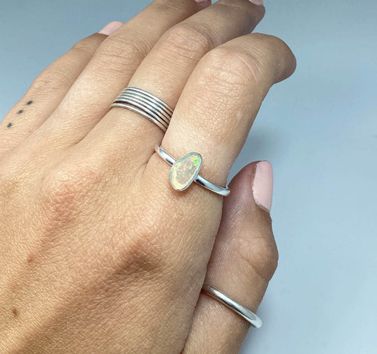 Faceted Ethiopian Fire Opal Ring-Rocks and Gems Canada