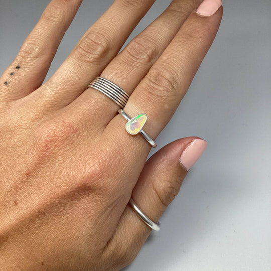 Faceted Ethiopian Fire Opal Ring-Rocks and Gems Canada