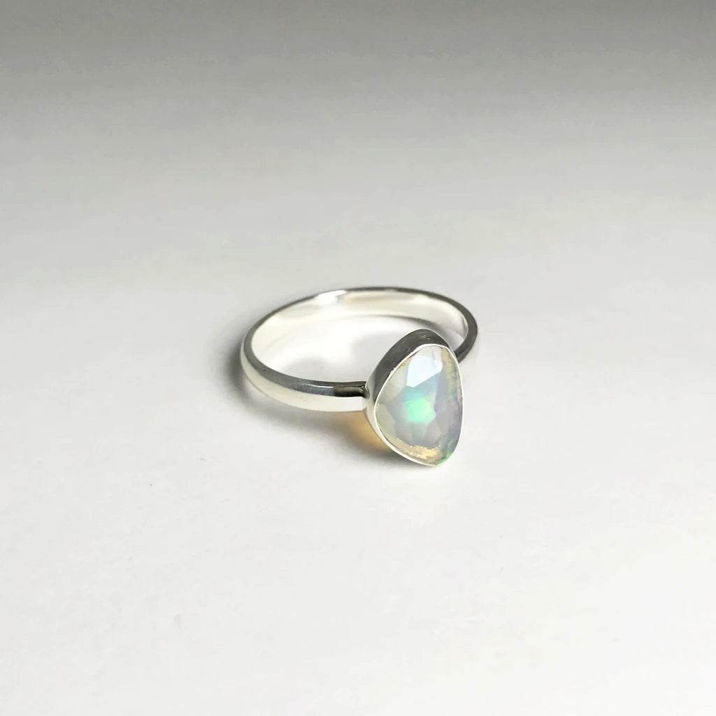 Faceted Ethiopian Fire Opal Ring-Rocks and Gems Canada