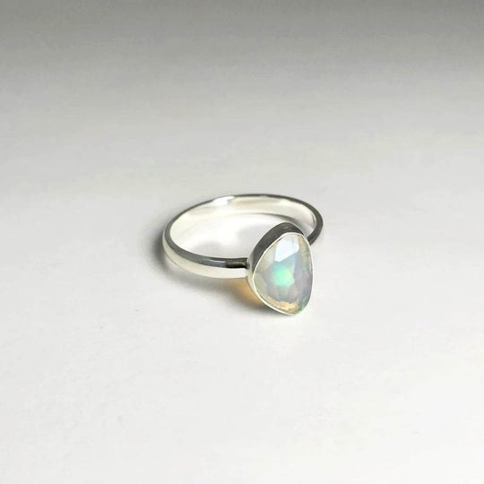 Faceted Ethiopian Fire Opal Ring-Rocks and Gems Canada