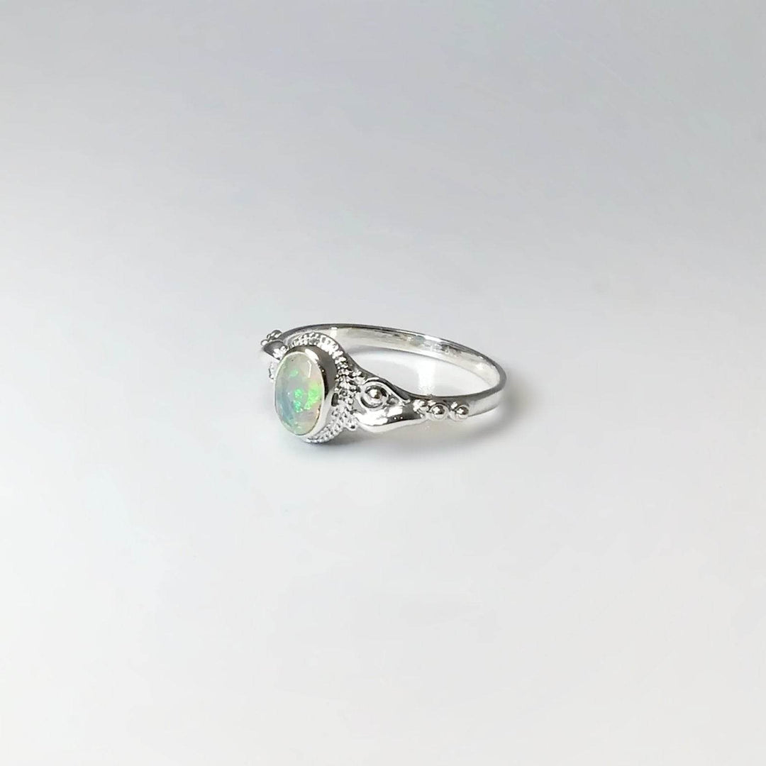 Faceted Ethiopian Fire Opal Ring-Rocks and Gems Canada
