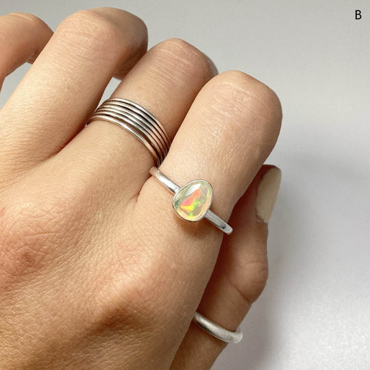 Faceted Ethiopian Fire Opal Ring-Rocks and Gems Canada