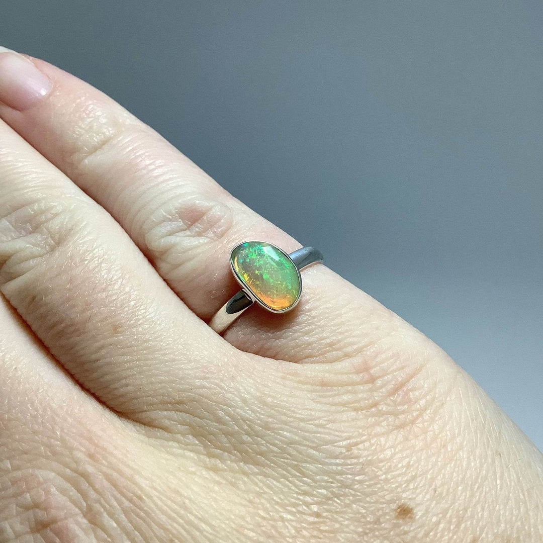 Faceted Ethiopian Fire Opal Ring-Rocks and Gems Canada