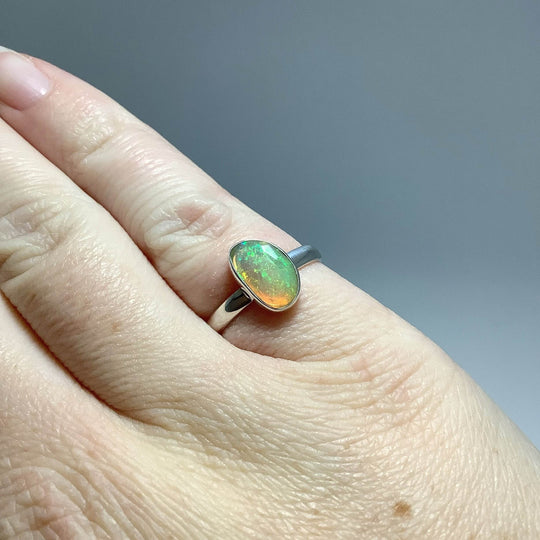 Faceted Ethiopian Fire Opal Ring-Rocks and Gems Canada