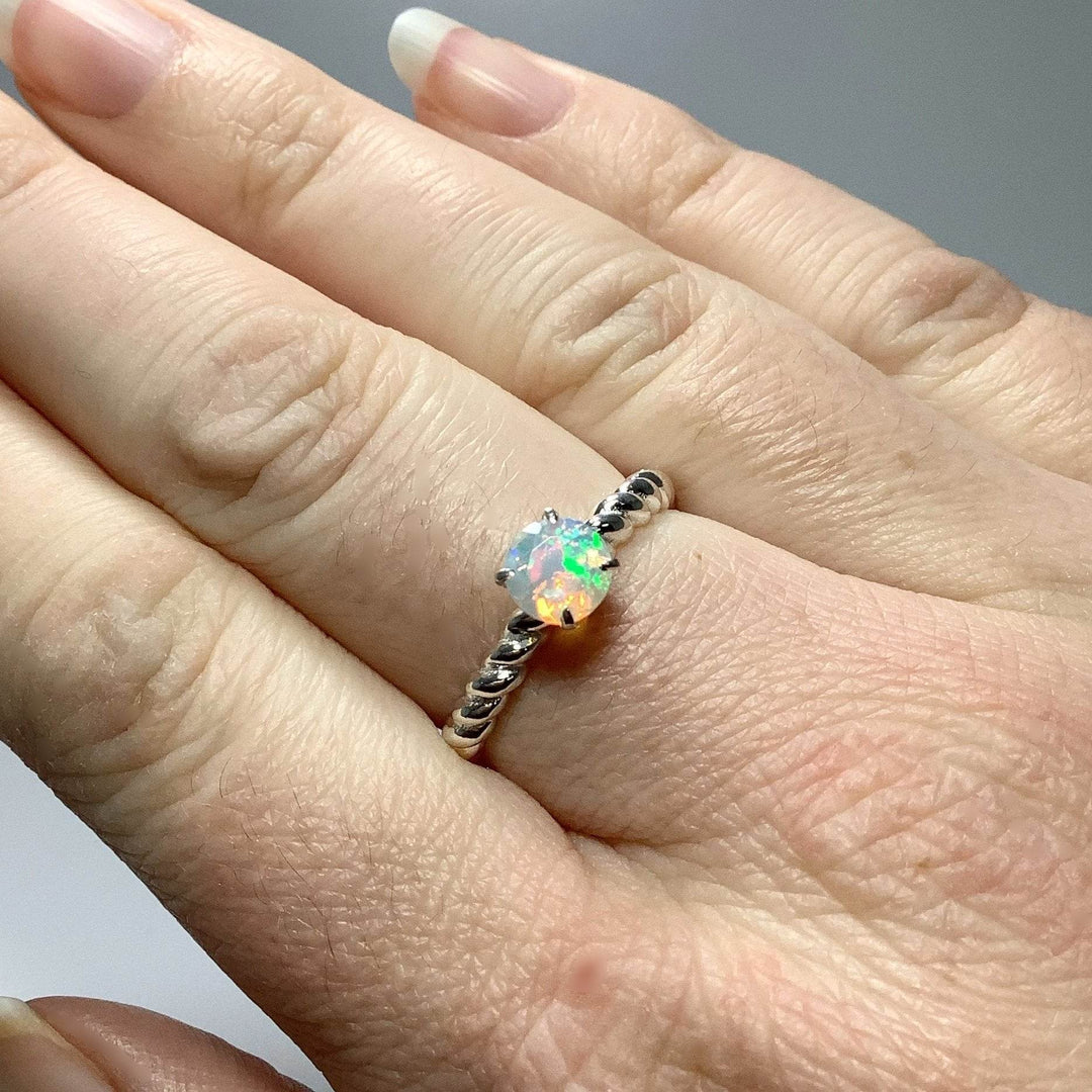 Faceted Ethiopian Fire Opal Ring-Rocks and Gems Canada