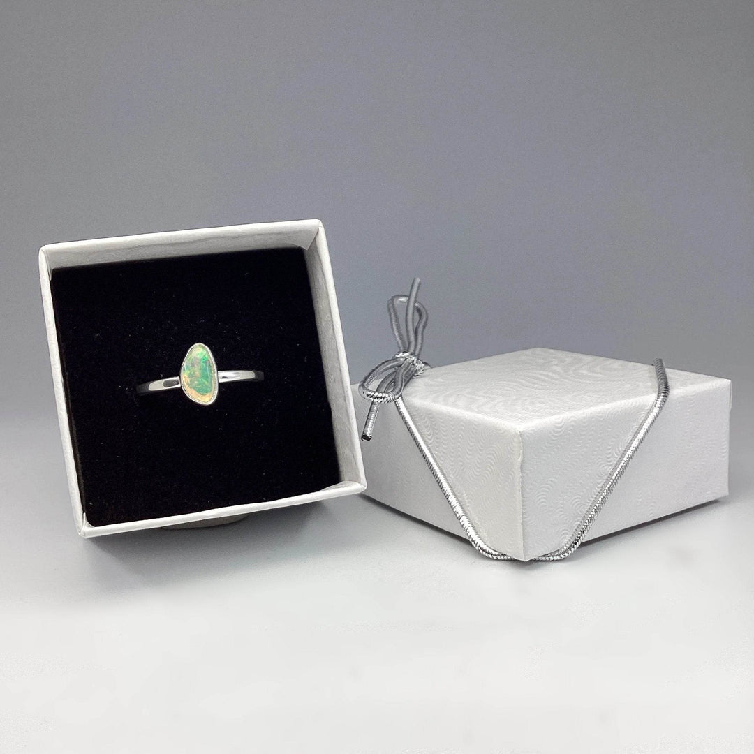 Faceted Ethiopian Fire Opal Ring-Rocks and Gems Canada