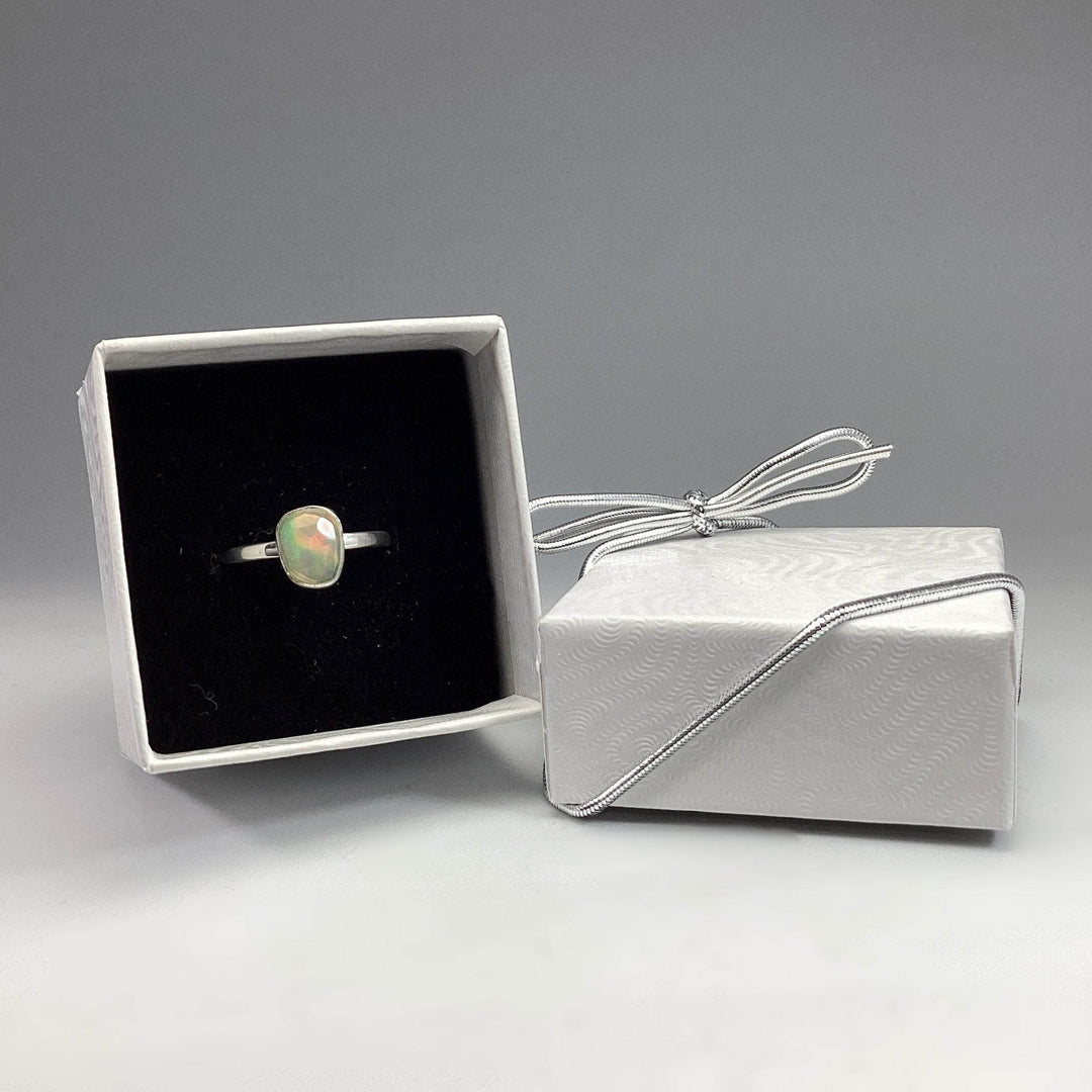 Faceted Ethiopian Fire Opal Ring-Rocks and Gems Canada