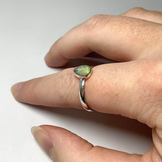 Faceted Ethiopian Fire Opal Ring-Rocks and Gems Canada