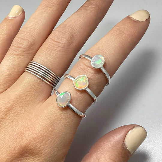 Faceted Ethiopian Fire Opal Ring-Rocks and Gems Canada