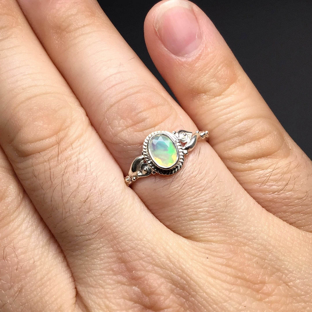 Faceted Ethiopian Fire Opal Ring-Rocks and Gems Canada