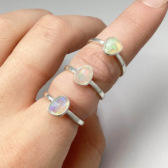 Faceted Ethiopian Fire Opal Ring-Rocks and Gems Canada