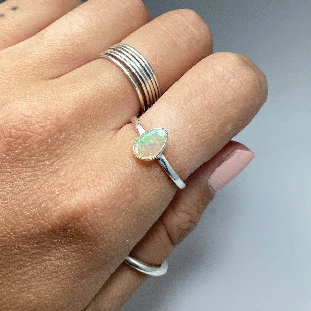 Faceted Ethiopian Fire Opal Ring-Rocks and Gems Canada