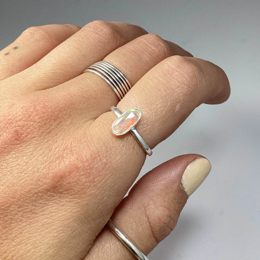 Faceted Ethiopian Fire Opal Ring-Rocks and Gems Canada
