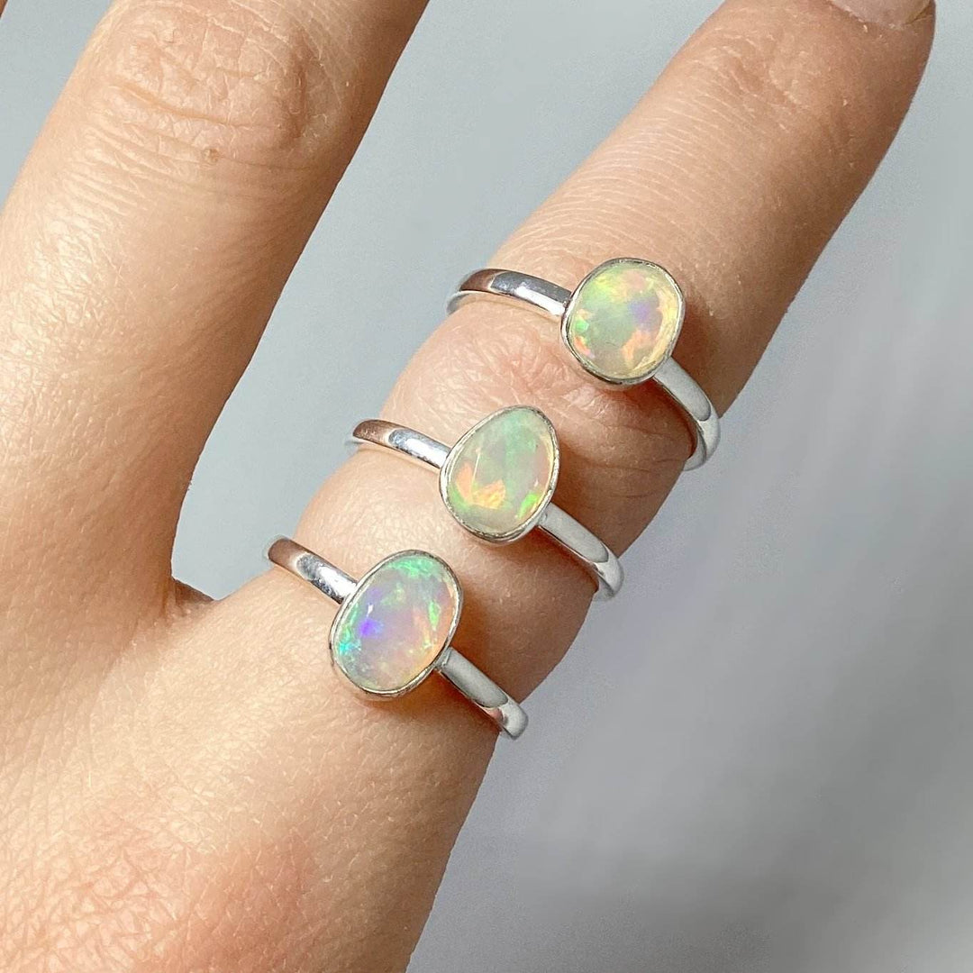 Faceted Ethiopian Fire Opal Ring-Rocks and Gems Canada