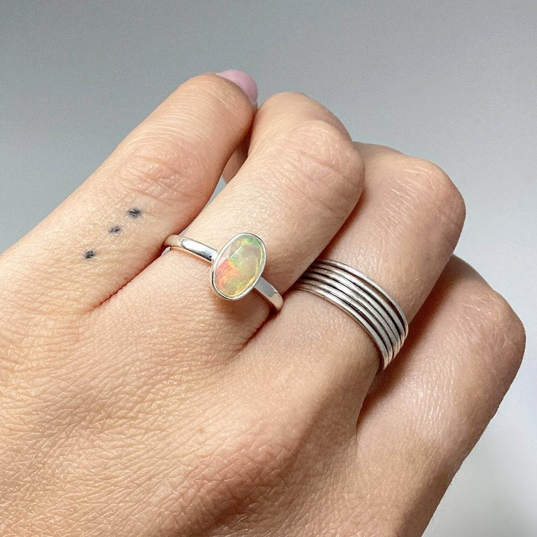 Faceted Ethiopian Fire Opal Ring-Rocks and Gems Canada