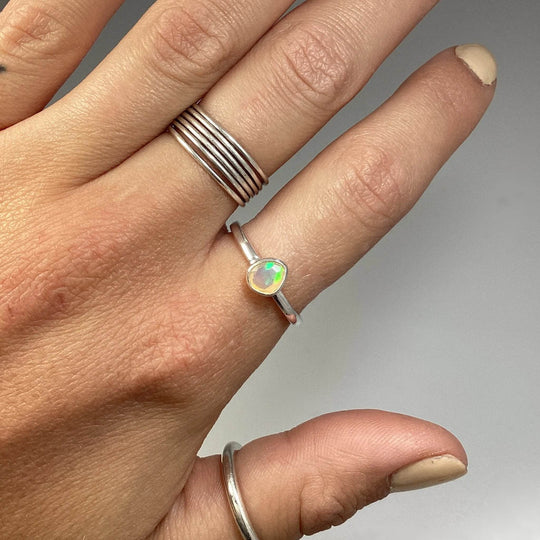 Faceted Ethiopian Fire Opal Ring-Rocks and Gems Canada
