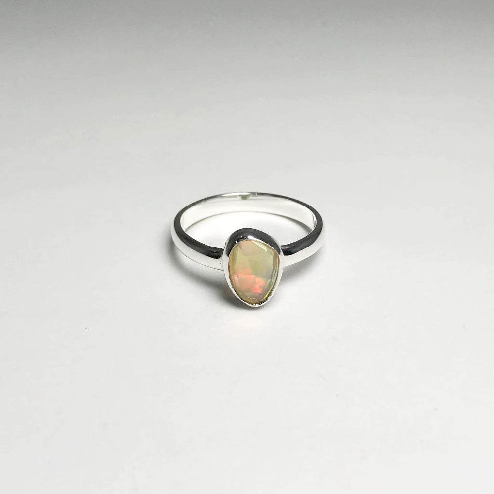 Freeform Faceted Ethiopian Fire Opal Ring-Rocks and Gems Canada
