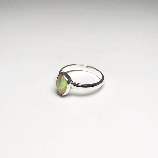 Freeform Faceted Ethiopian Fire Opal Ring-Rocks and Gems Canada