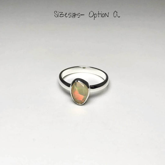 Freeform Faceted Ethiopian Fire Opal Ring-Rocks and Gems Canada
