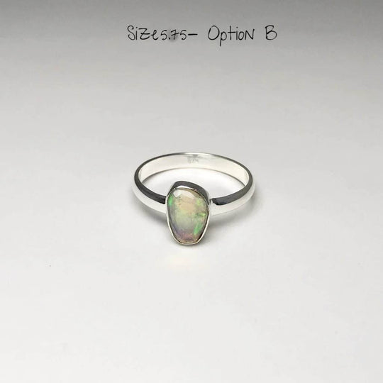 Freeform Faceted Ethiopian Fire Opal Ring-Rocks and Gems Canada