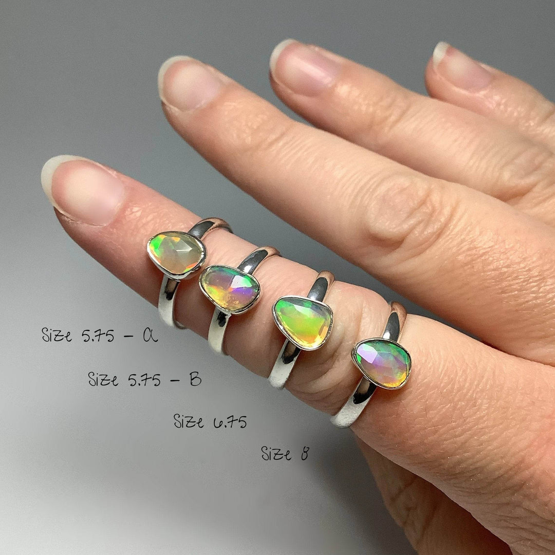 Freeform Faceted Ethiopian Fire Opal Ring-Rocks and Gems Canada