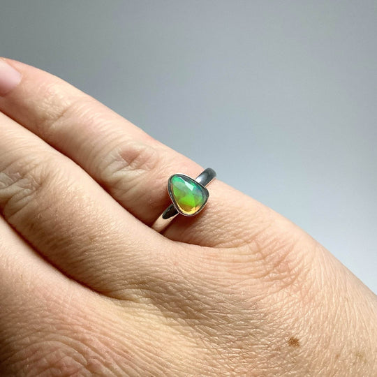 Freeform Faceted Ethiopian Fire Opal Ring-Rocks and Gems Canada