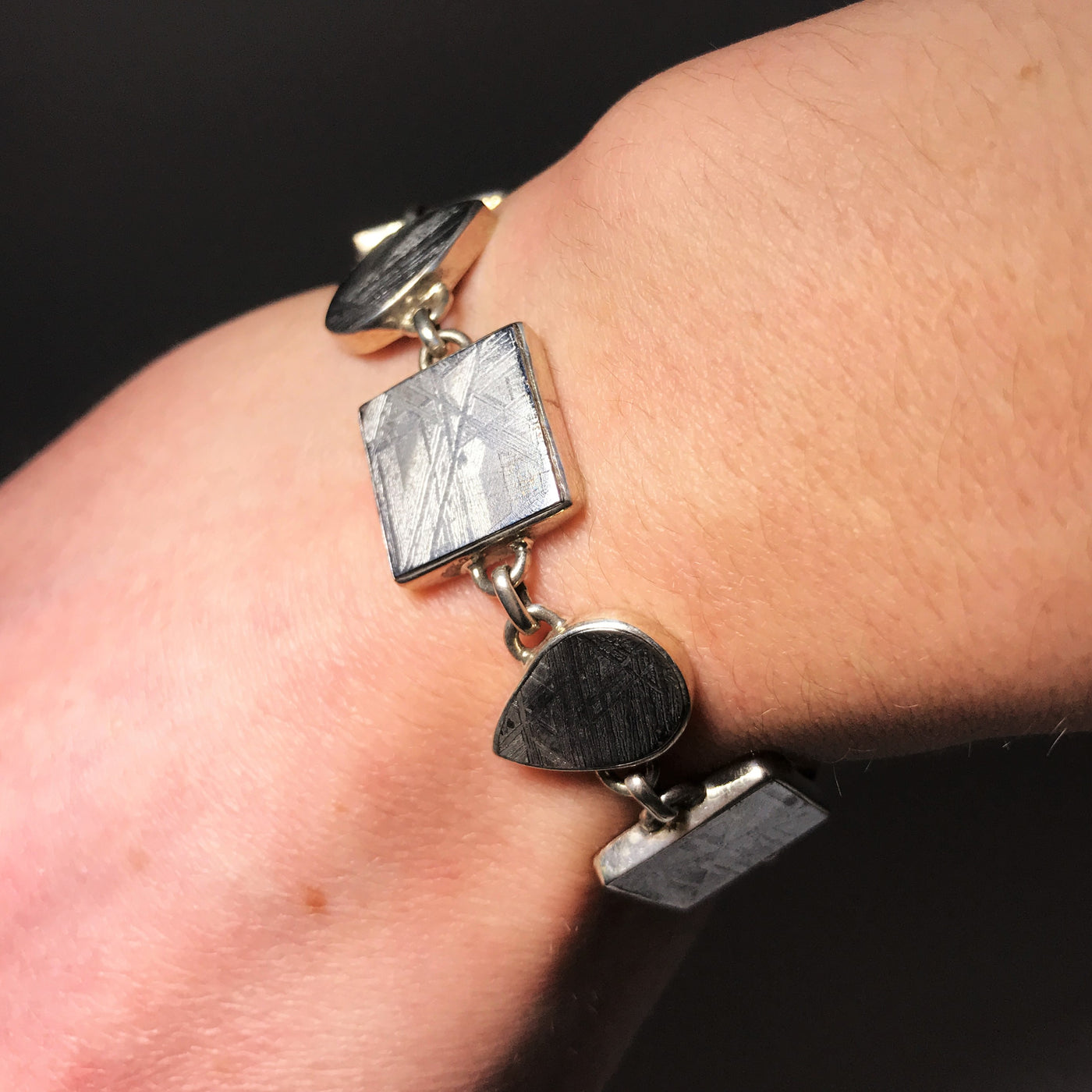 Muonionalusta Meteorite Sterling Silver Bracelet