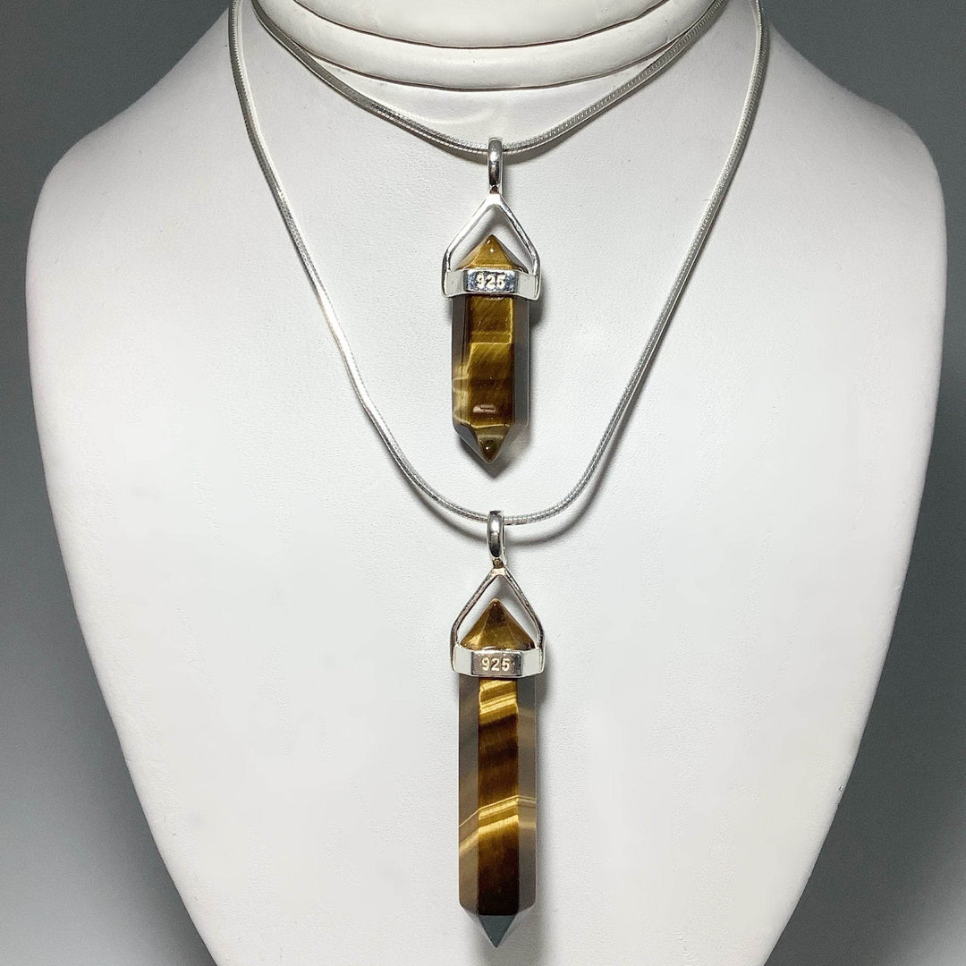 Gold Tiger Eye Double Terminated Point Pendant-Rocks and Gems Canada