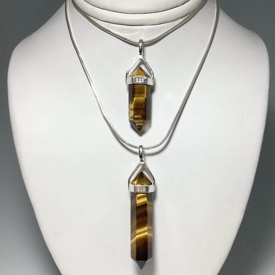 Gold Tiger Eye Double Terminated Point Pendant-Rocks and Gems Canada