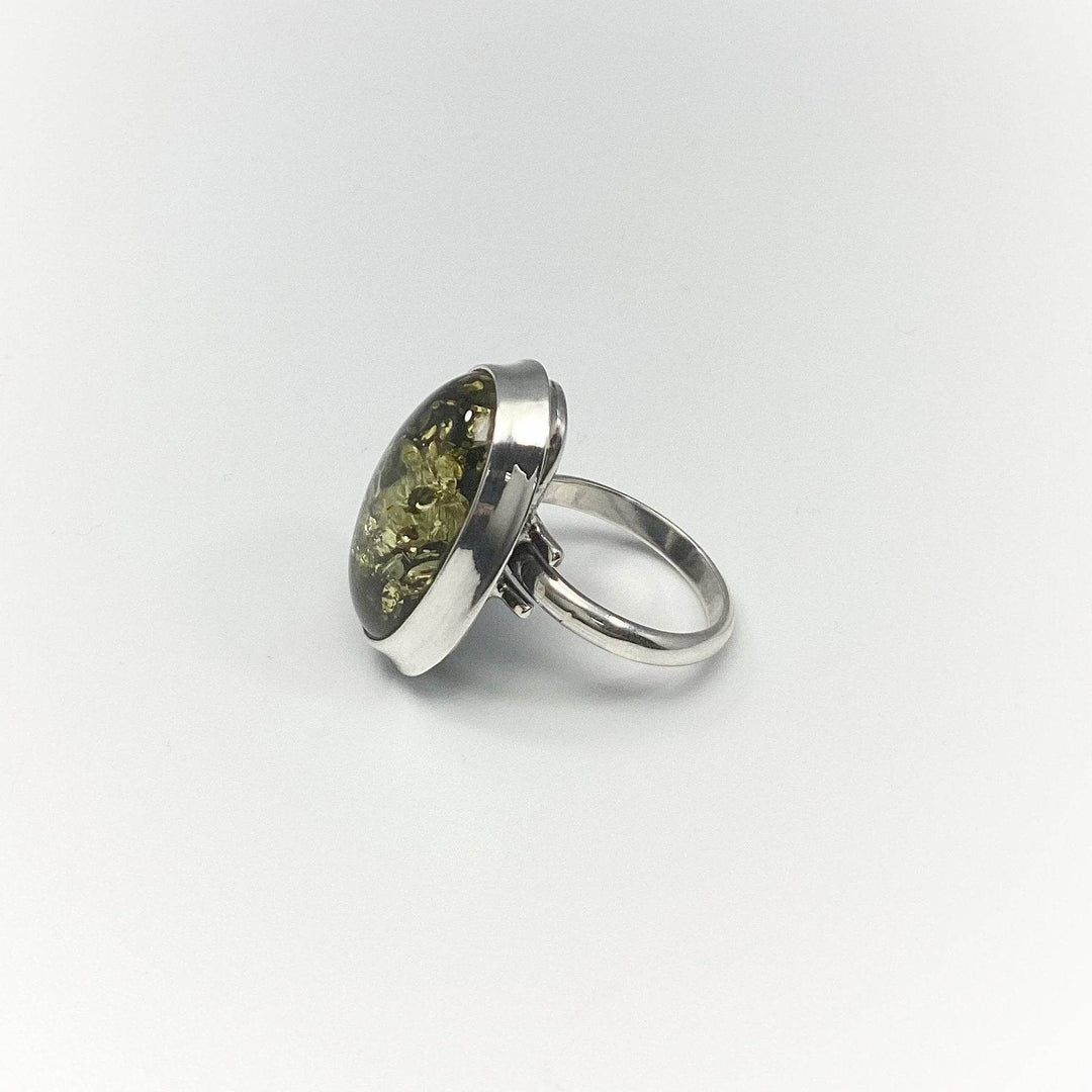 Green Amber Ring-Rocks and Gems Canada