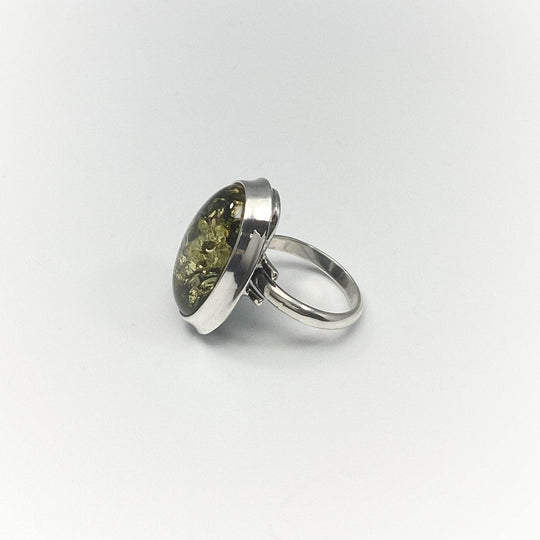 Green Amber Ring-Rocks and Gems Canada