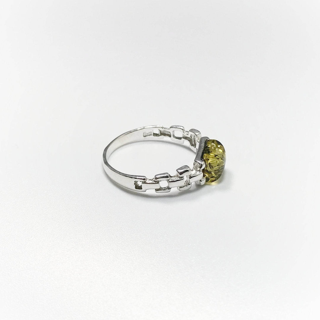 Green Amber Ring-Rocks and Gems Canada
