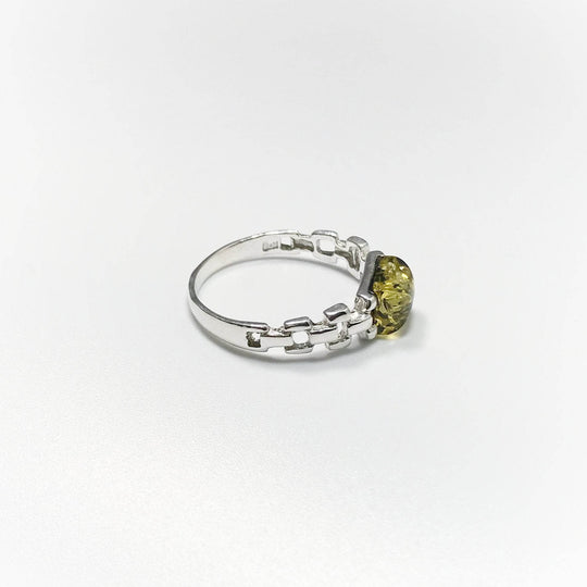Green Amber Ring-Rocks and Gems Canada