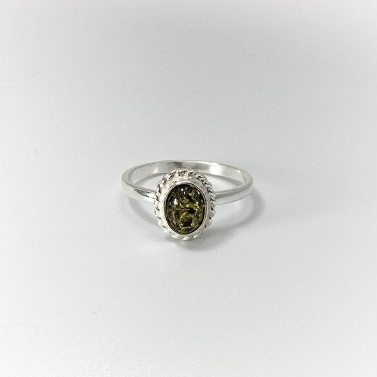 Green Amber Ring-Rocks and Gems Canada