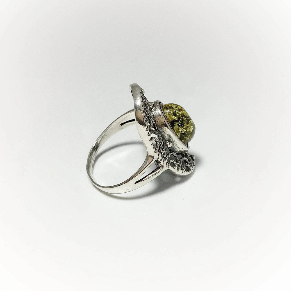 Green Amber Ring-Rocks and Gems Canada